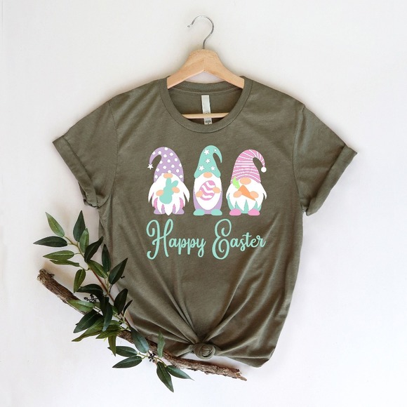 Tops - Happy Easter Shirt, Easter Shirt, Cute Easter Shirt, Easter Gnome Shirt